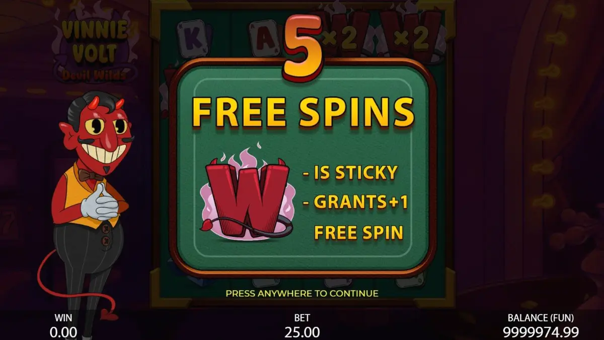 Vinnie Volt: Devil Wilds slot dengan tema kasino kartun vintage